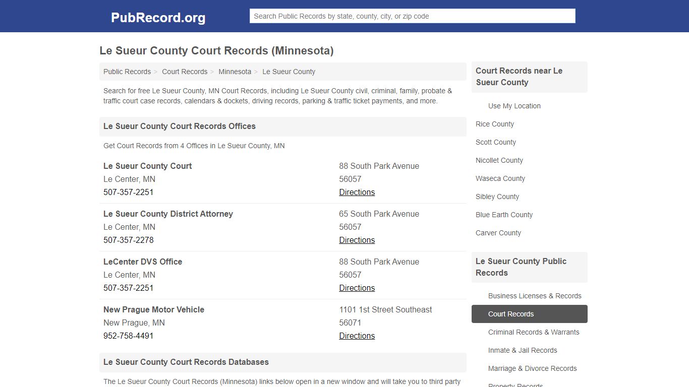 Free Le Sueur County Court Records (Minnesota Court Records)